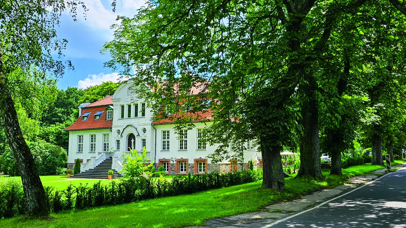 Gutshaus hinter alten Bäumen Gutshaus hinter alten Bäumen